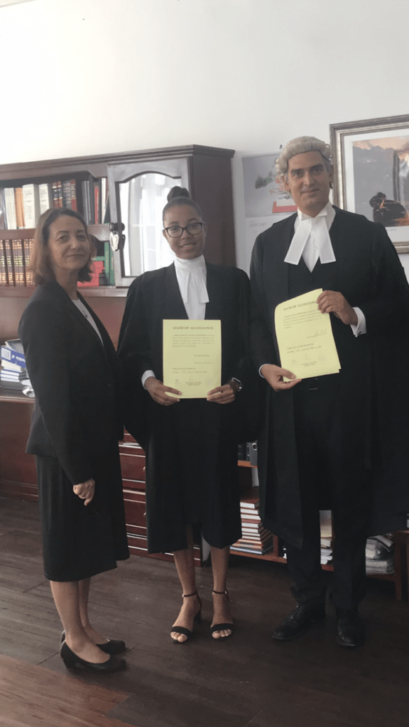 Swearing in Ceremony before the Chief Justice. Left to right – Chief Justice Twomey, Nissa Thompson, and Steven Powles QC